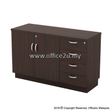 Q-YDP7124-WN COMBINATION LOW CABINET (SWINGING DOOR + FIXED PEDESTAL 4D)